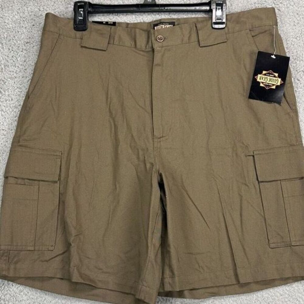 Guide Gear Cargo Shorts Mens 38 Dark Brown Khaki Flat Front Pockets‎ Casual NEW